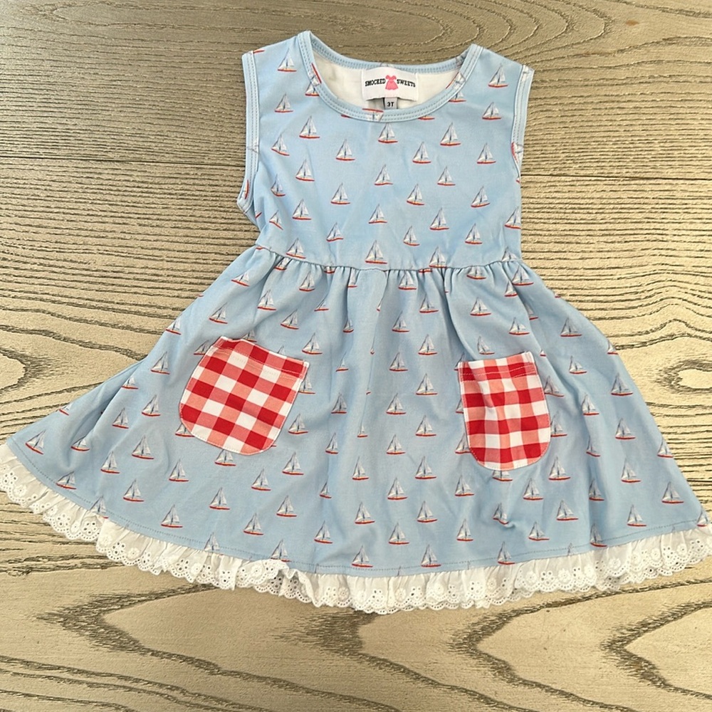 Smocked Sweets Sailboat Knit Dress 3T